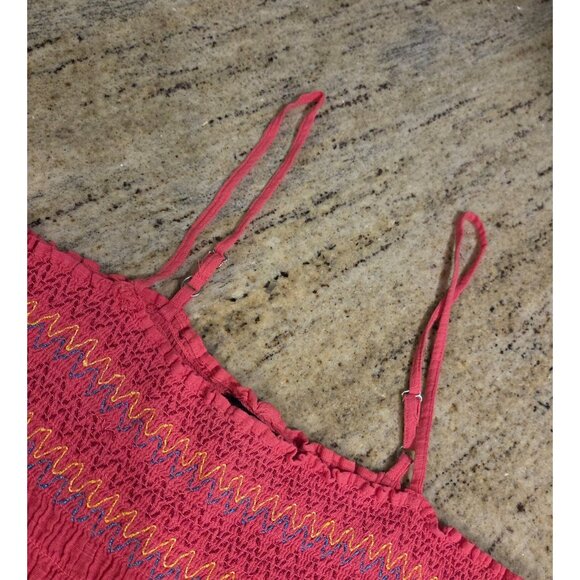 Lane Bryant Smocked Pink Classic Square Neck Embroidered Tank Top - Size 18 - Picture 9 of 12